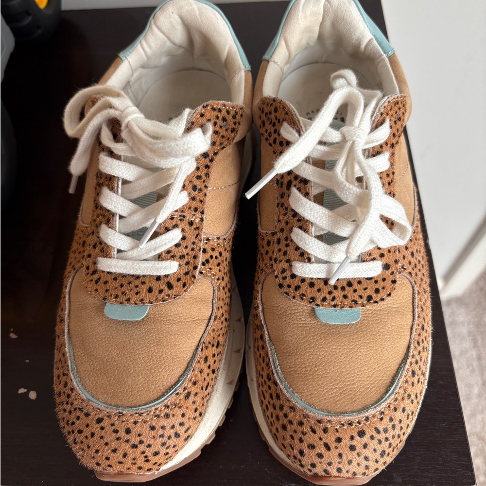 Madewell Tan and Blue Sneakers